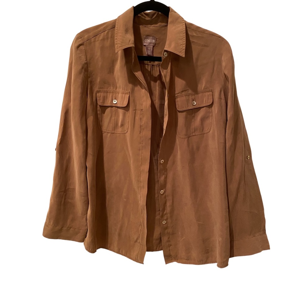 Chico's Tan Button-Up Blouse